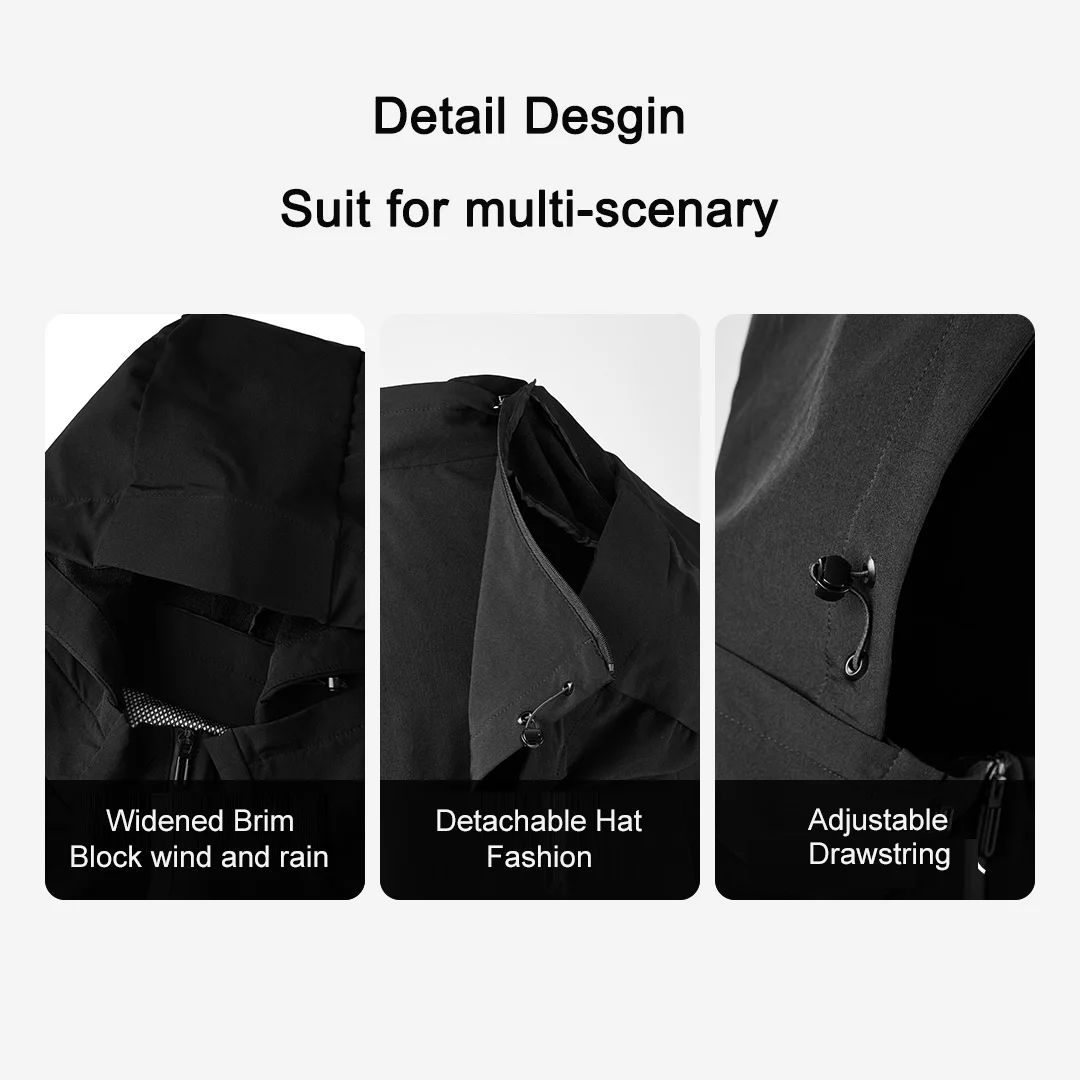 Youpin 90fun Men Casual Outdoor Windproof Thermal Warm Coat Detachable Hooded Jacket Outerwear Autumn and Winter Men Windbreak