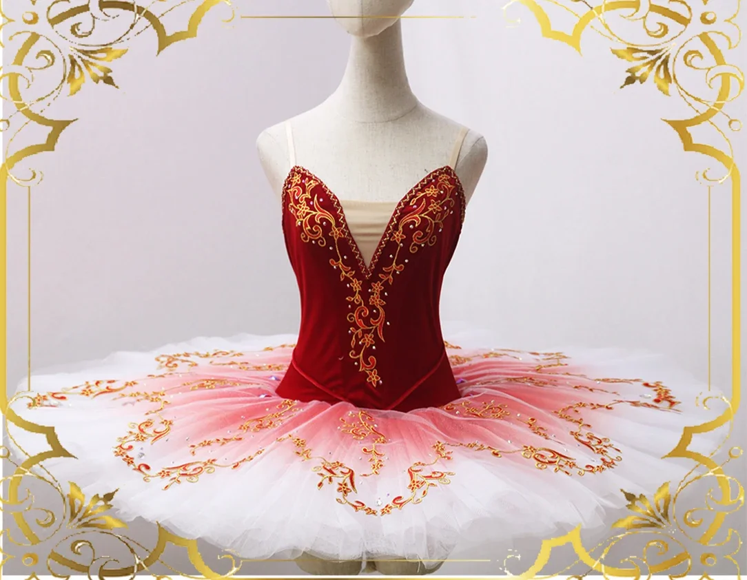 

New red velvet leotard Classical professional ballet tutu skirt for girls.New--46