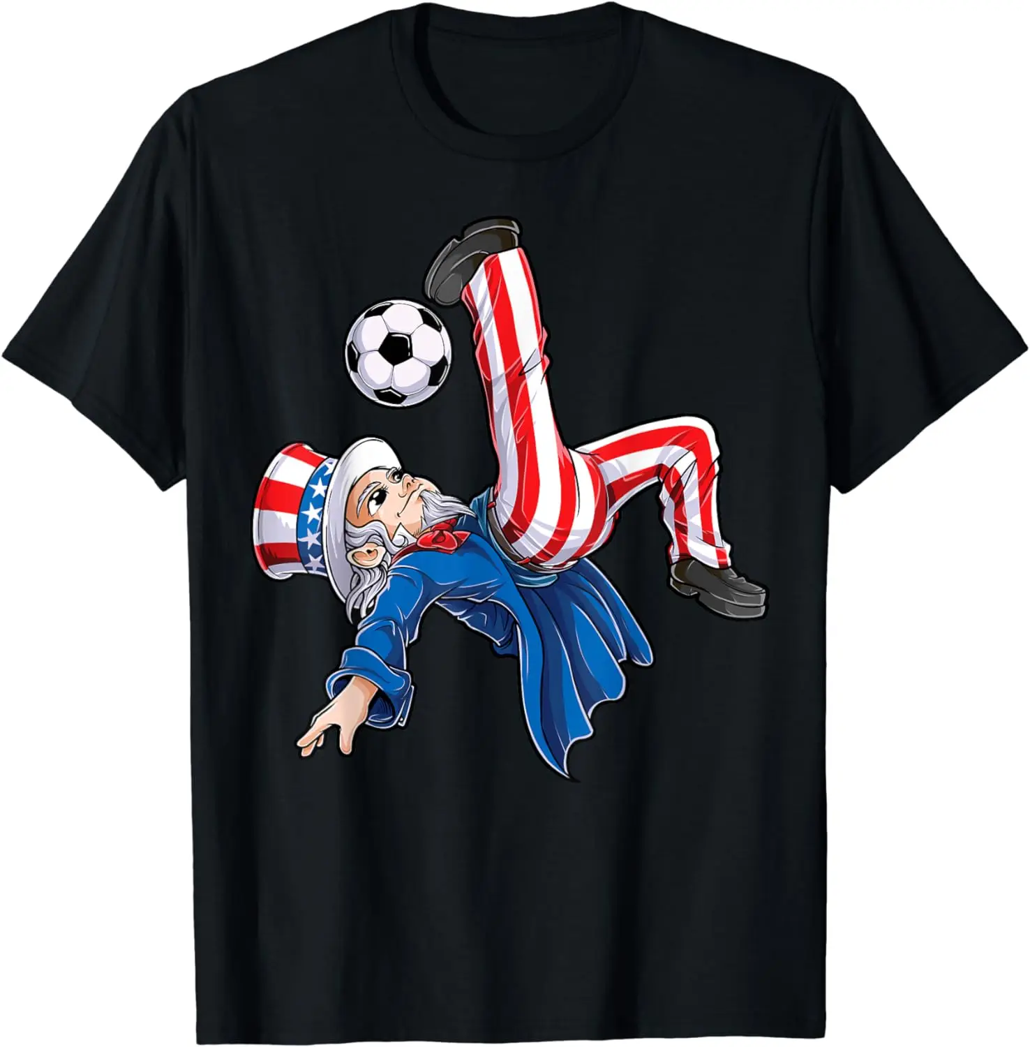 Soccer 4th of July T shirt Kids Boys Uncle Sam American Flag T-Shirt