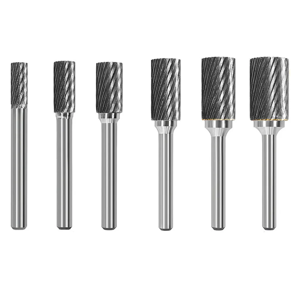 1Pc Milling Cutter Polishing Bit Head A-type Cylindrical Cutter Head Rotary File Single Slot 6-16mm For Metalworking Accessories