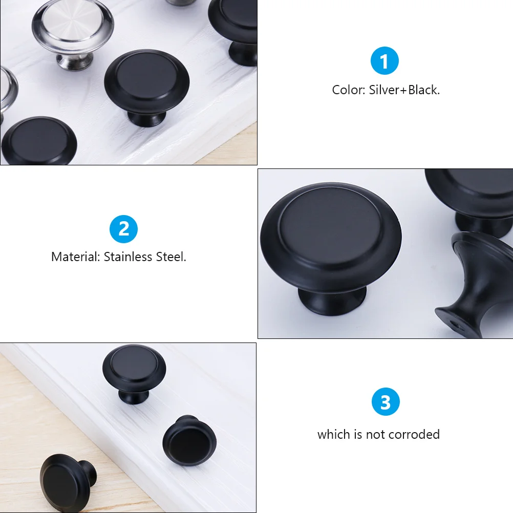 

1Set Single Hole Handle Metal Round Knobs Mushroom Shaped Pull for Cabinet Drawer Wardrobe Closet Door Modern Stainless Steel