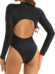 Long Sleeve Zipper Swimsuit 2026 One Piece Sexy Swimwear Female High Cut Monokini Bather Bathing Swimming Suit Padded Beachwear