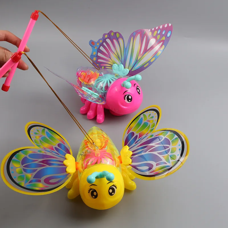 New Flash Handheld Lantern Butterfly Toys Colourful Cartoon Glowing Butterfly Flower Lamp With Wings Creative Children's Toys