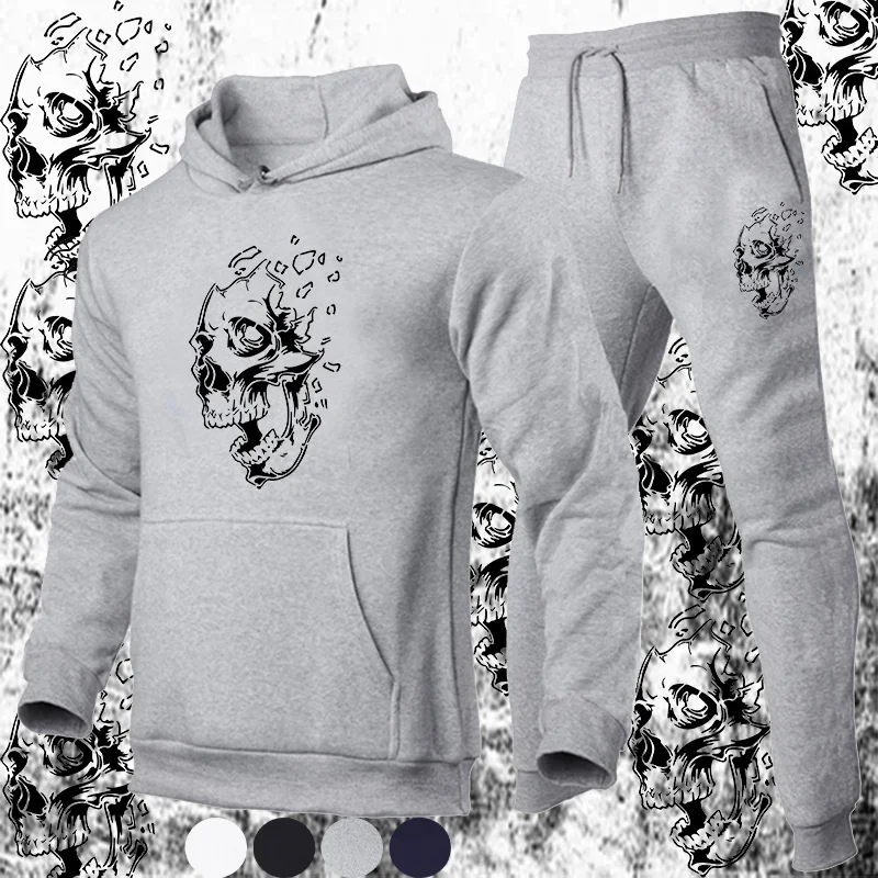 

Men Sets Hoodie+Pants Two-Pieces Casual Solid Color SweatSuit Men Fashion Sportswear Fleece Set Tracksuit Men's clothing