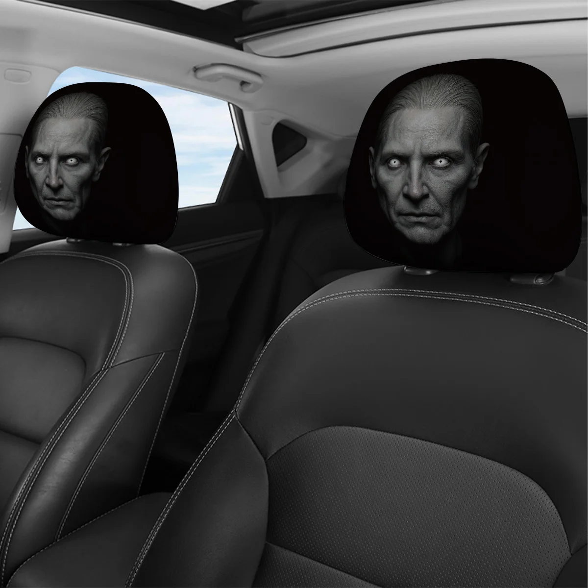 Set of 2 Unique Car Headrest Covers Ideal for Enhancing Your Vehicle'S Interior Spooky Decorations for Halloween And Christmas