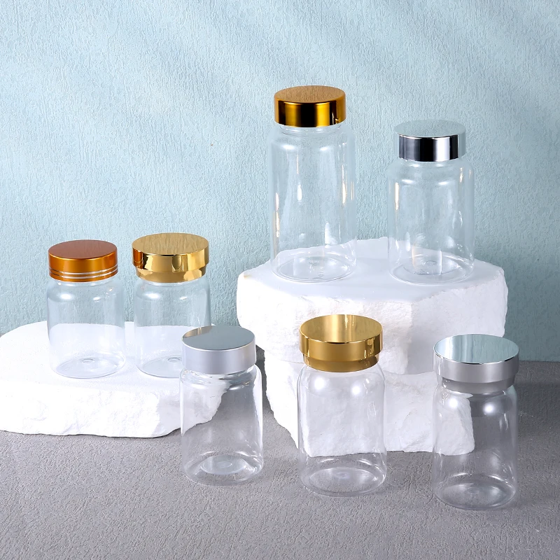 10 pcs clear tablet bottle with flip top cap plastic calcium tablet bottle food grade safe sealable candy jars