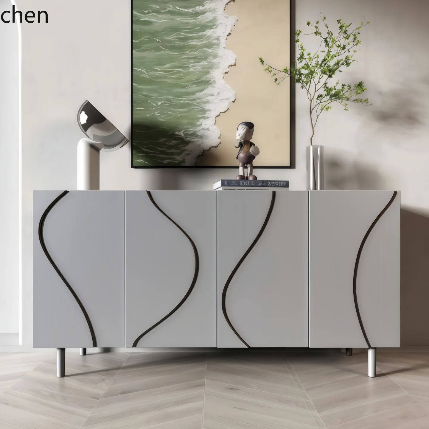 YFY  Lacquered Sideboard Entryway Solid Wood Shoe Cabinet Living Room Tea Cabinet Modern Simple Storage Cabinet