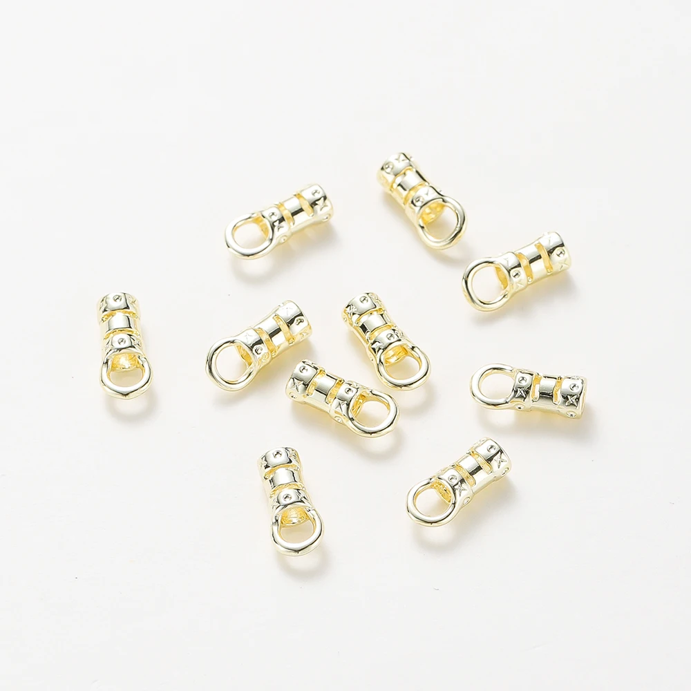 10 Stück Messing 18 Karat vergoldete Crimp-End kappen mit Schlaufen schnur rohr Zylindern den Kappe für Leders chnüre und Ketten DIY Schmuck herstellung – Detail 7