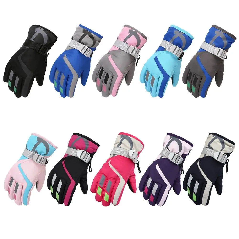 New Fashion Windproof Children Ski Gloves Waterproof Thicken Warm Mitten Non-slip Kid Gloves Children Kids