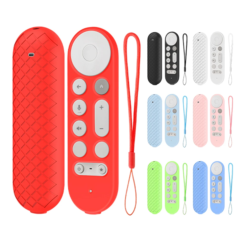 Silicone Remote Case with Lanyard TV Remote Control Case Remote Protective Case Remote Cover for Google TV Streamer 4K Remote