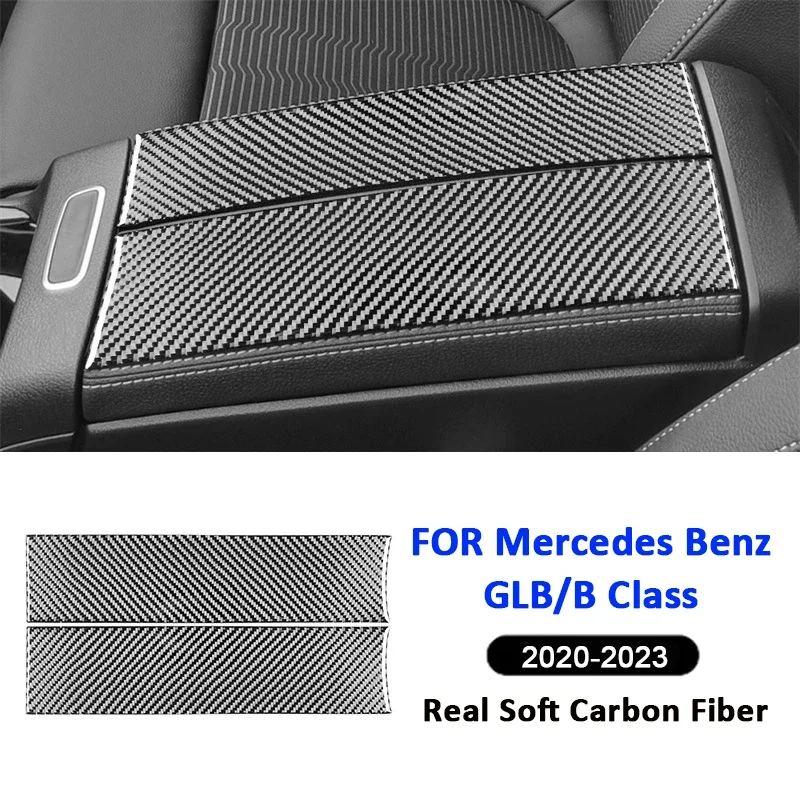 

For Mercedes Benz B Class GLB 2020-2023 Carbon Fiber Car Center Console Armrest Box Panel Trim Cover Interior Decoration Sticker