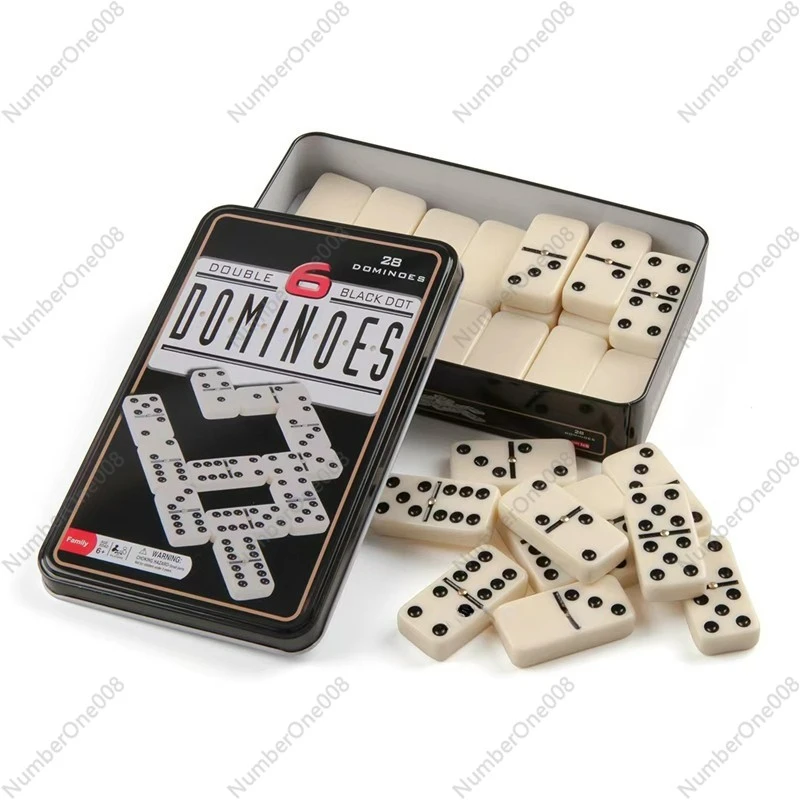 Boutique, Iron Box Double 6 Ivory Dominoes 28 Medium Puzzle Games and Entertainment Products, Genuine