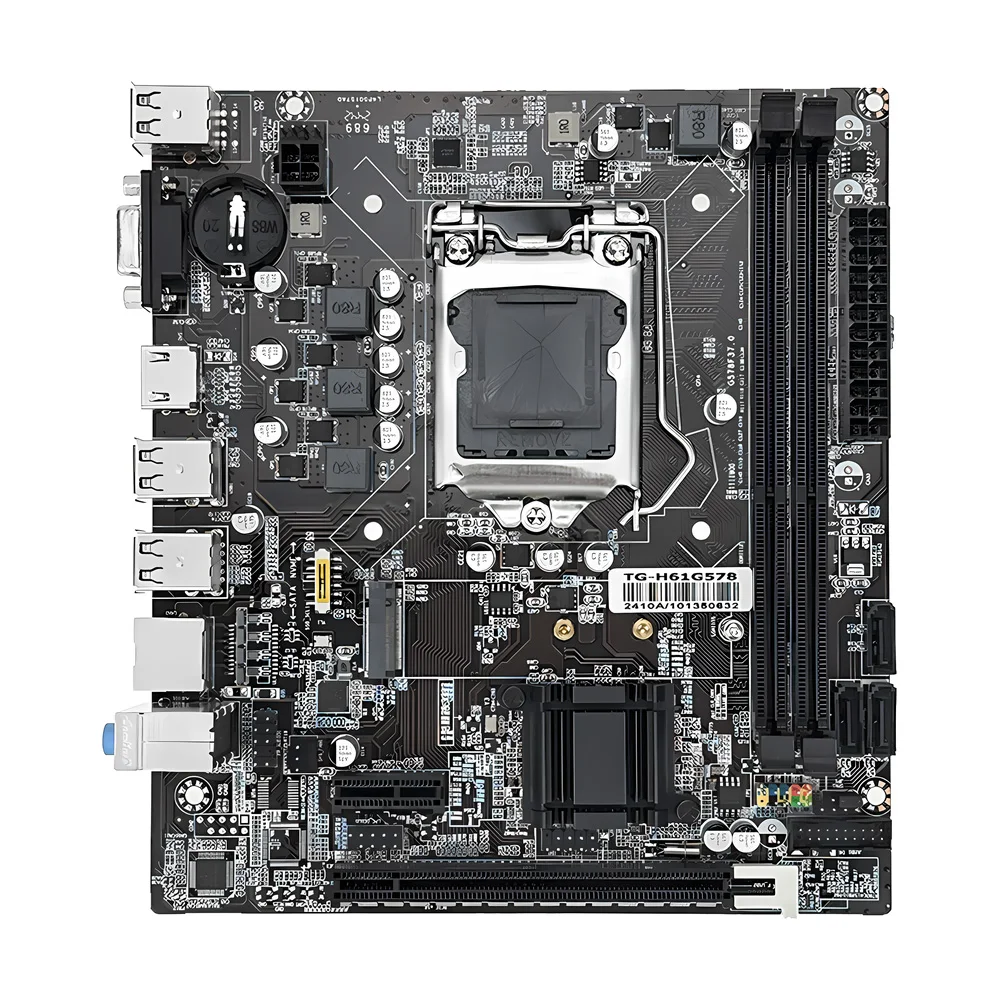 MOUGOL H61M płyta główna do gier M.2 NVME PCIEx16 DVI obsługuje dwukanałowy DDR3 RAM Intel Core 2/3 Gen CPU LGA1155 dla pulpit PC