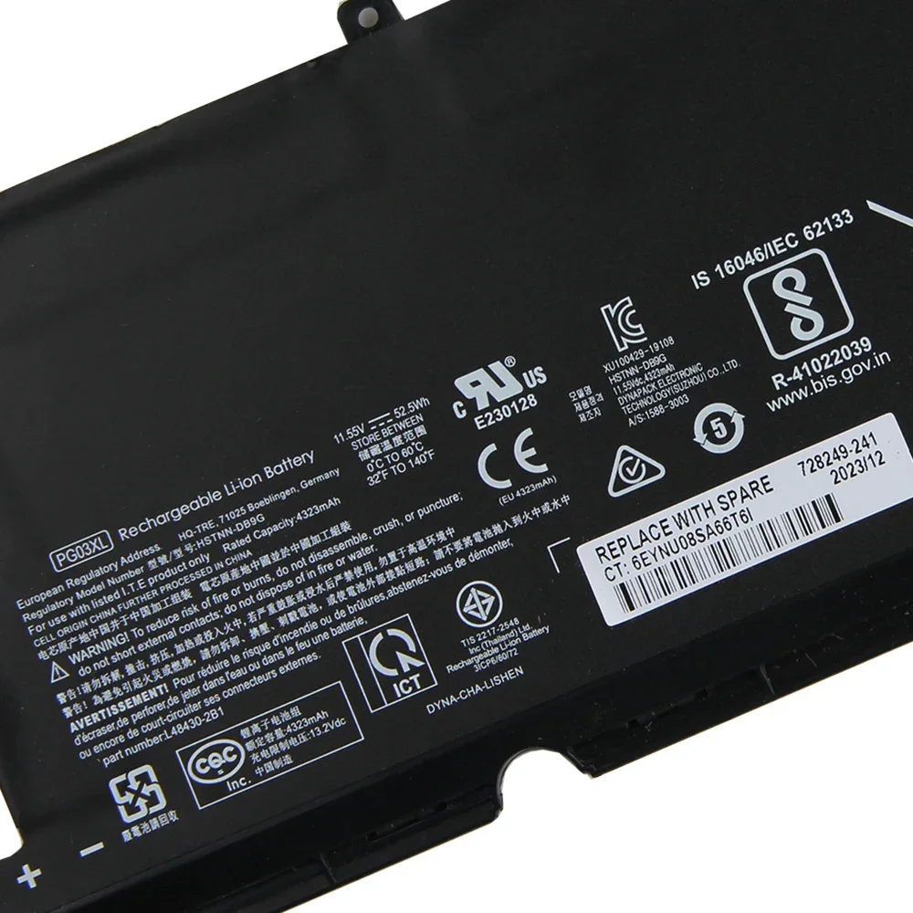 

Новый аккумулятор PG03XL 52,5 Втч для HP TPN-Q229 TPN-C141 DK0131TX TPN-Q241 Shadow Elf 5/6 15-DK перезаряжаемые батареи