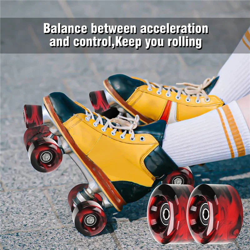 AED2-8 Pack LED Wheel Roller Skate Wheels With Bearings 32Mm X 58Mm Roller Skating Accessories