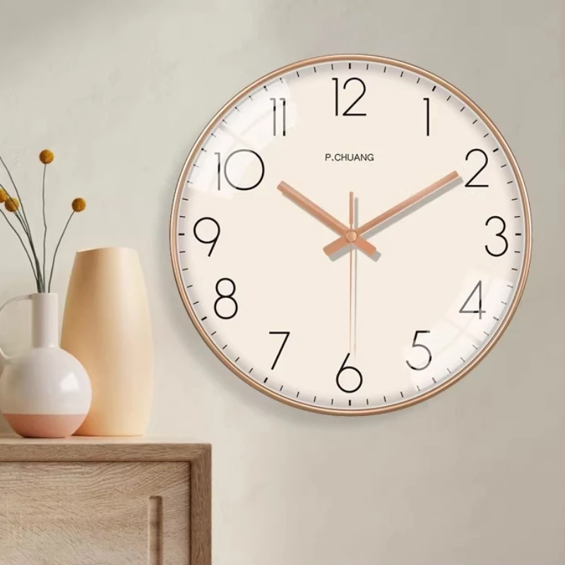 Noiseless Mid Century Wall Clock Clockwork Office Round Wall Clock Electronic Bedside Wooden Reloj Cocina Pared Room Decoration