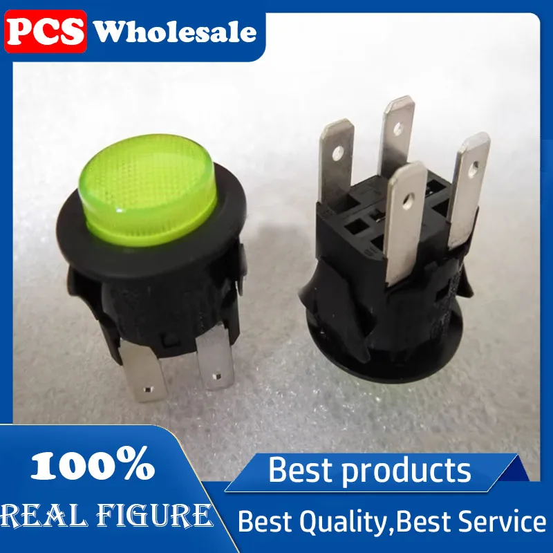 SB-53 circular push-button switch, 4-pin self-locking power switch with light, 16A250V, 20mm opening