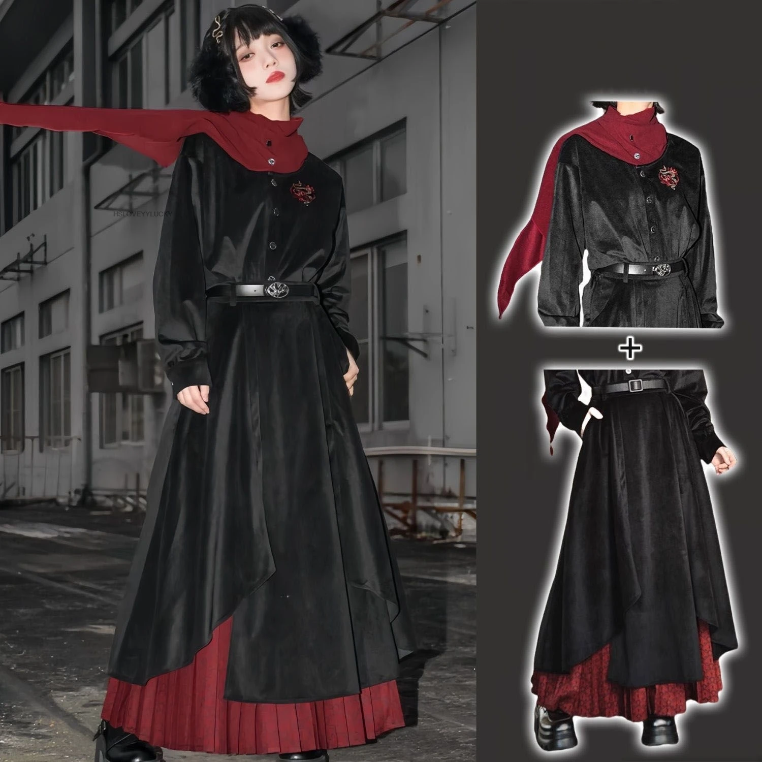 autumn-y2k-color-irregular-skirt-chinese-retro-fashion-trend-leisure-loose-cospaly-niche-unisex-bottom-women-hanfu-jk-set