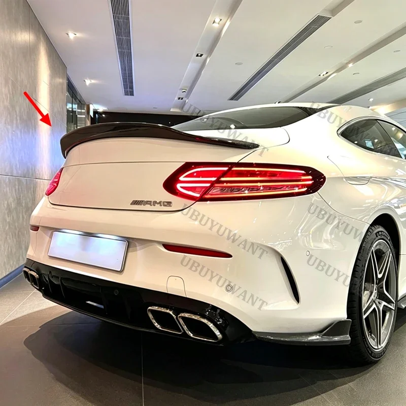 For Benz C-class W205 Coupe C43 C63 AMG 2 Door ABS Plastic Rear Trunk Roof Wing Spoiler Lip 2014-2021