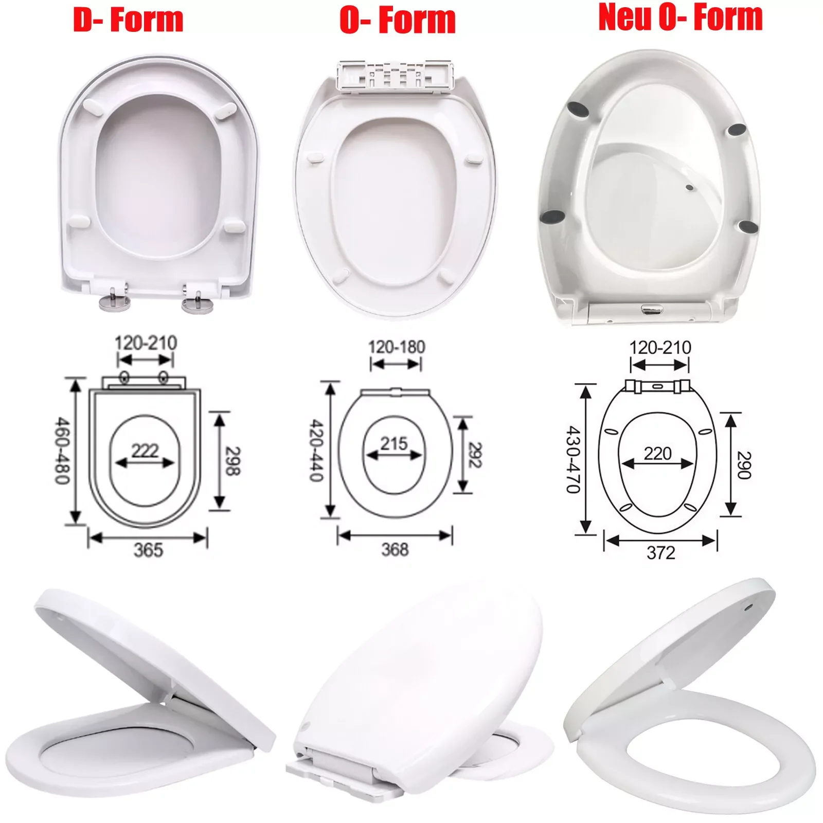 Soft Close Square Toiletten sitz Schnell verschluss, anti bakteriell weiß 360 ° verstellbare Edelstahls ch arniere, einfache obere Befestigung Deckel Klo WC