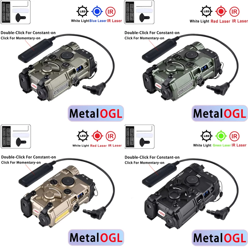

All Metal Eotec OGL Laser Pointer Red Dot Blue Green IR Laser Hunting Tactical Gear Accessory Weapon Flashlight White LED Torch