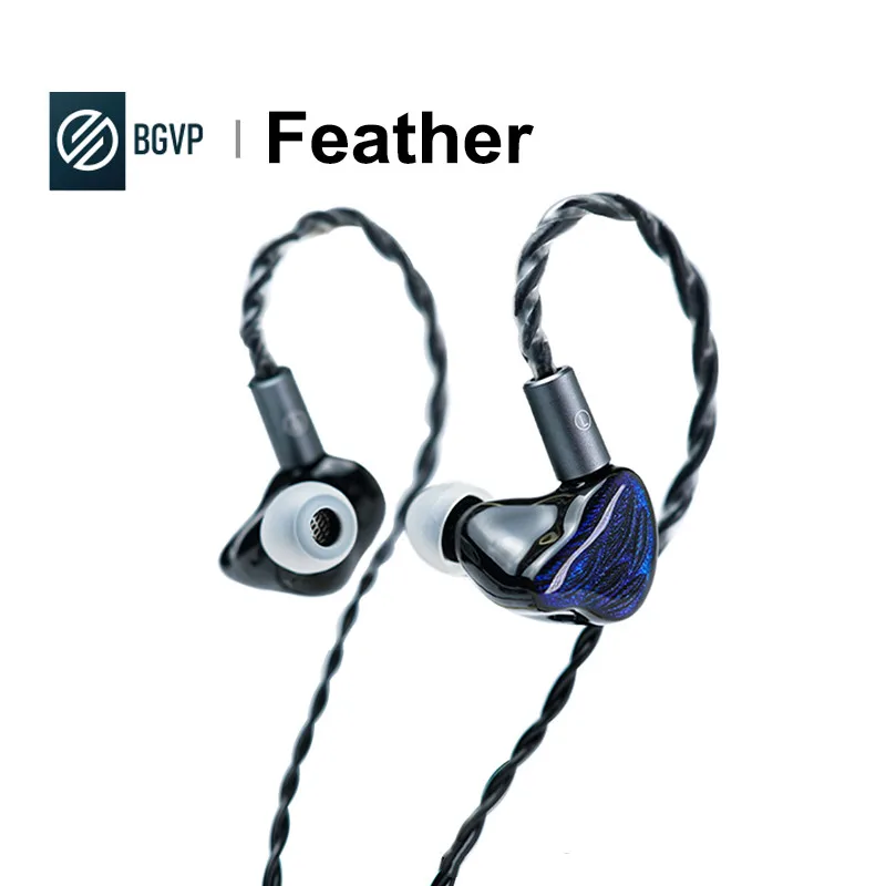 BGVP Feather 1DD+4BA Hybrid Drivers In-Ear Earphone Hi-Res Audio HiFi Music Earbuds 0.78mm 3.5mm+4.4mm Plug Wired Cable Headset