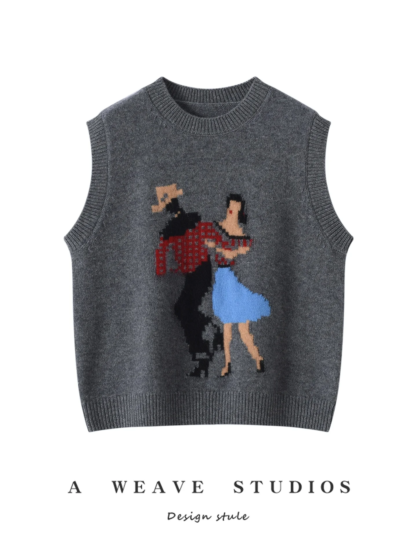 

Модный вязаный шерстяной жилет для женщин, осенне-зимний свитер с круглым вырезом, модный, универсальный, подходит к хлопковым и джинсовым вещам.