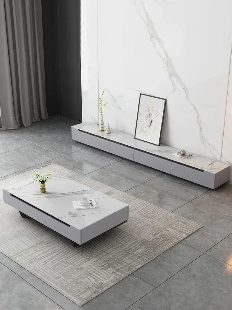 

~Coffee Table TV Cabinet Combination Marble Light Luxury Rectangular Nordic Simple Modern Living Room