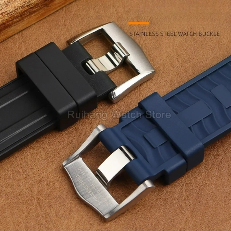 سوار من السيليكون بواجهة منحنية 20 مشبك خاص باللون الأسود والأزرق لساعة أوميغا ساماستر قابلة للتنفس ومقاومة للعرق وناعمة الملمس