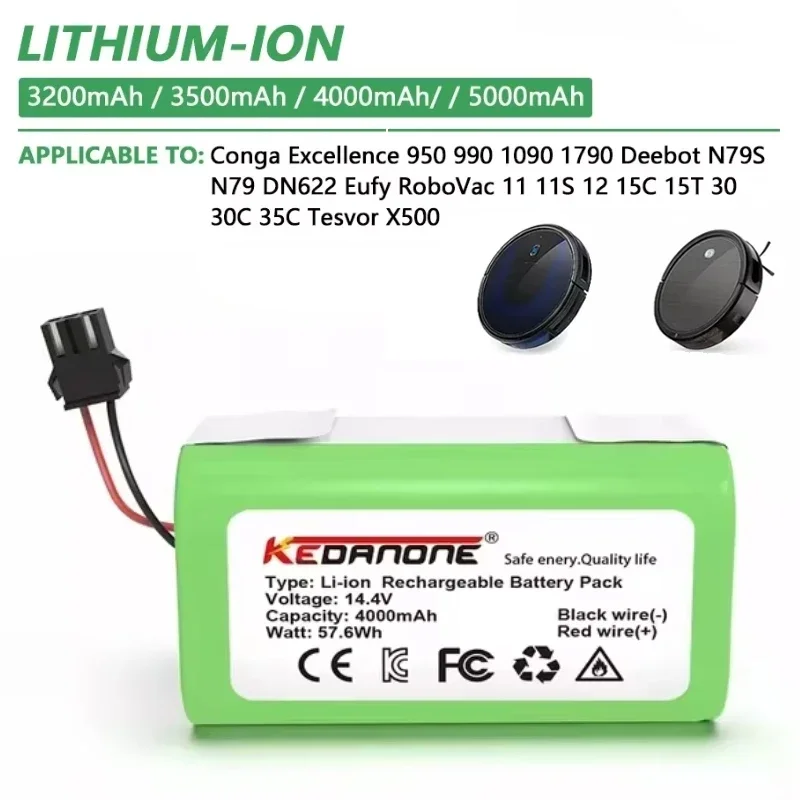 batería conga 1090 990 950 cecotec 14.4V 4.0Ah Li-ion battery for Ecovacs Deebot DN621 601/605 Eufy RoboVac 35C Panda i7 V710