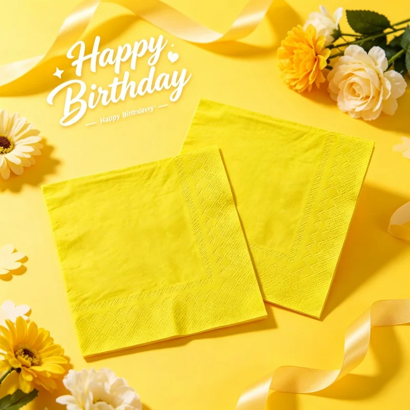 Yellow Tablecloth Napkin Set Portable Disposable Outdoor Picnic Birthday Home Indoor Holiday Banquet Daily Party Tabletop Decor view 3