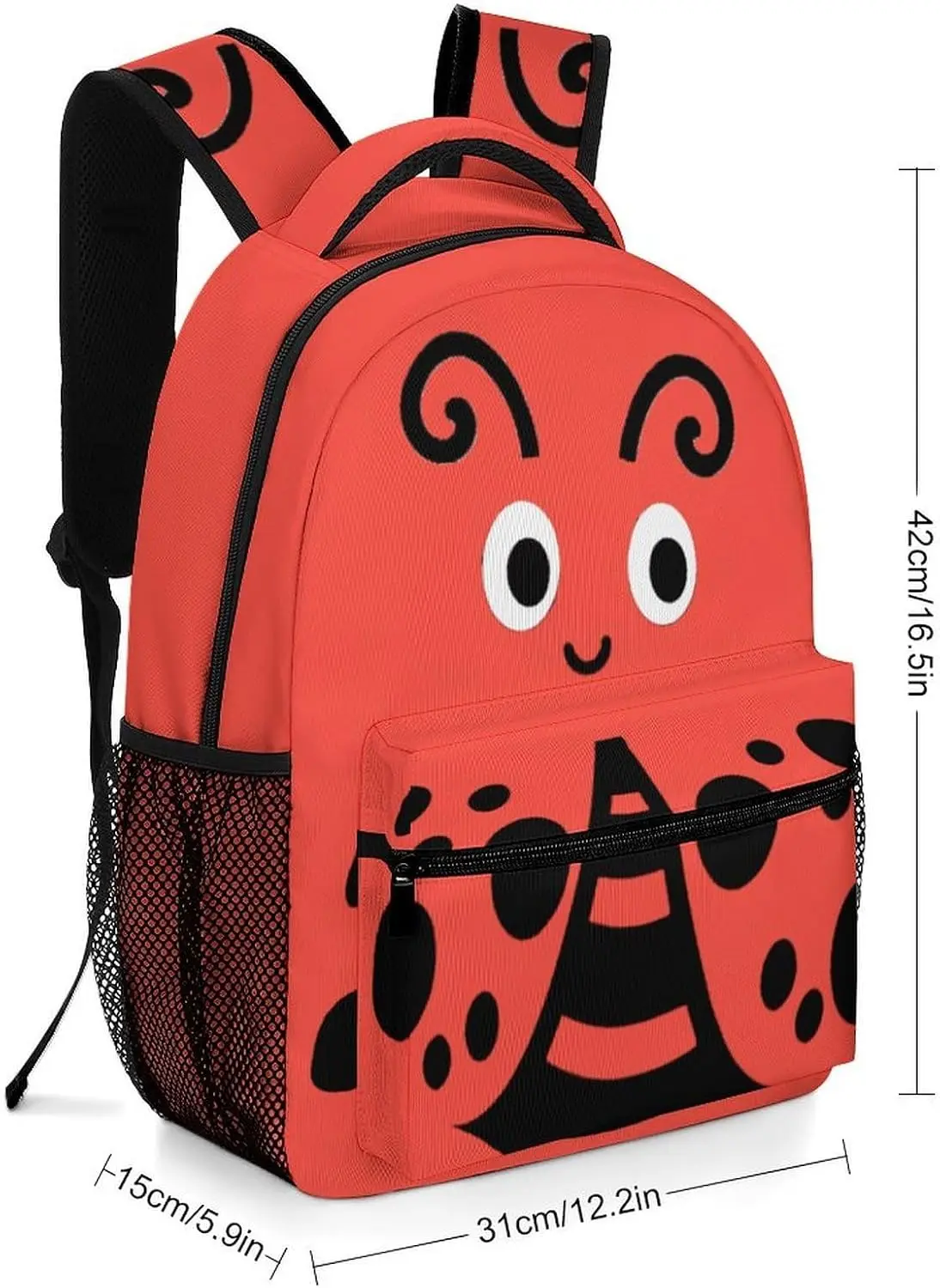 Cute Ladybug Backpack for Girls Boys, Cartoon Polka Dot Bookbag with Large Capacity, Lightweight Travel Laptop