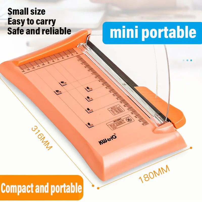 Mini Plastic High Efficiency Lightweight Paper Cutter Portable Photo Paper Cutter Built-in Ruler Simple Cutter Office Supplies