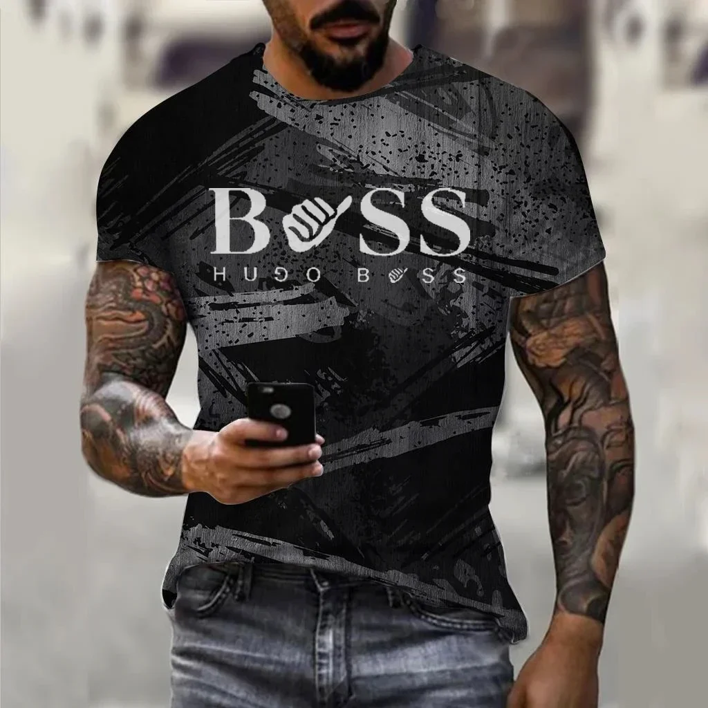 Summer Men's T-Shirt New Round Neck Short Sleeve Top Letters Printed Pattern Short Sleeve Summer