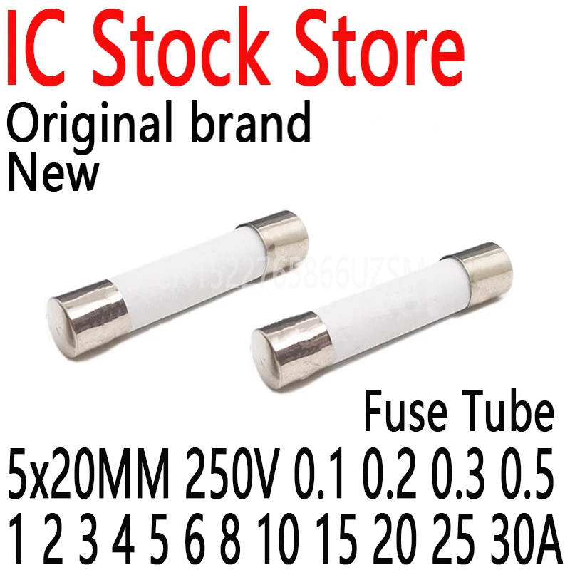 20PCS 5*20mm Fast Blow Tube Fuses AMP Fuse Ceramic fuse 5x20MM 250V 0.1 0.2 0.3 0.5 1 2 3 4 5 6 8 10 15 20 25 30A