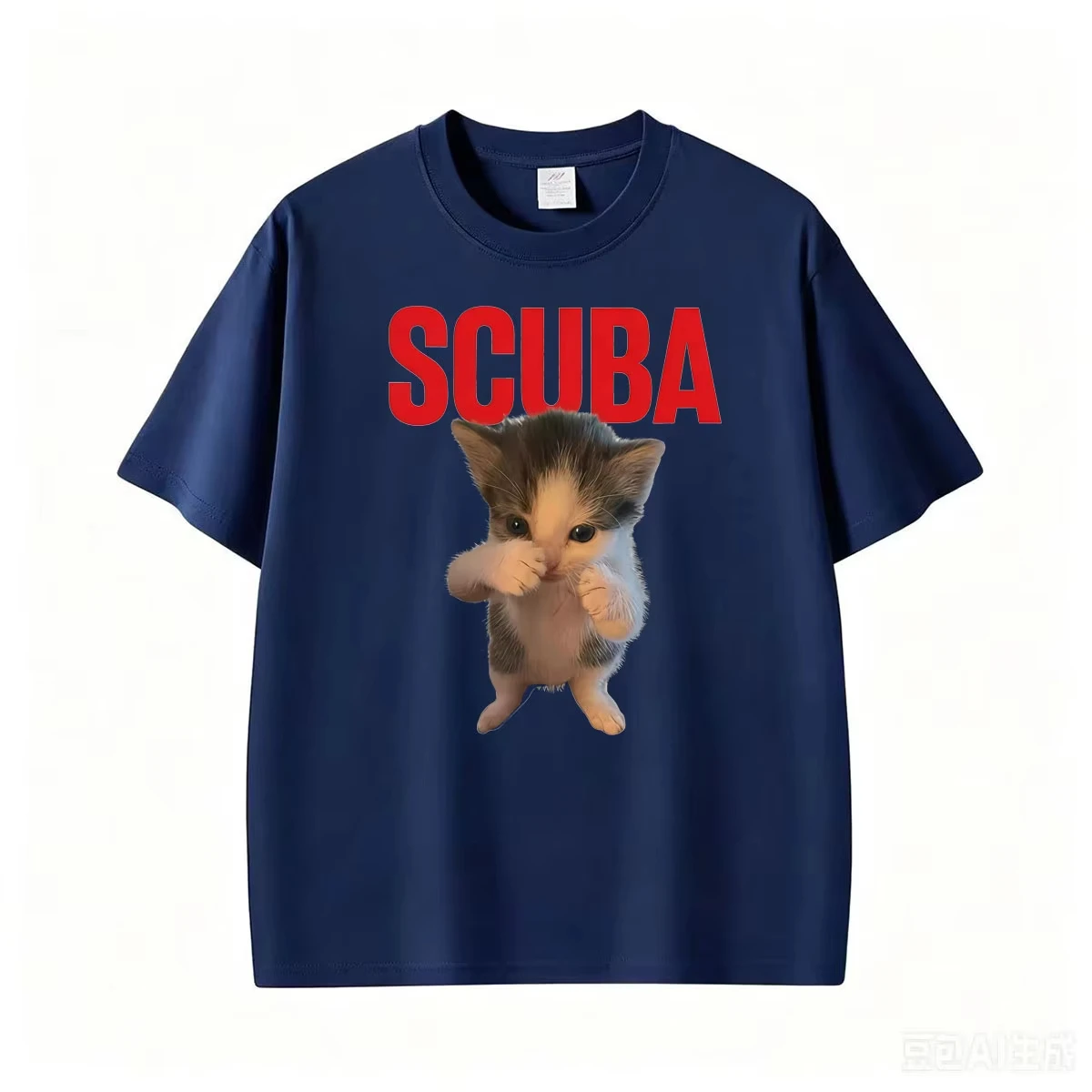 Funny Kitten Scuba Boxing Cat Meme Graphic T Shirts Men Women Casual Cotton Loose T-shirt Retro Cool Humor Short Sleeve T-shirts