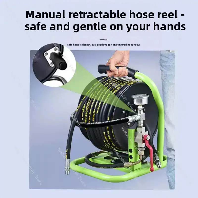 Hose Reel Portable Split-Type Standard Model Inner Diameter 8MM, Length 30M Hose Reel Suitable for High-Pressure Pipe Cleaning M