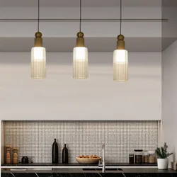 Modern Copper Glass Pendant Light Restaurant Bar Bedroom Lamp 3 Changeable Cord Adjustable