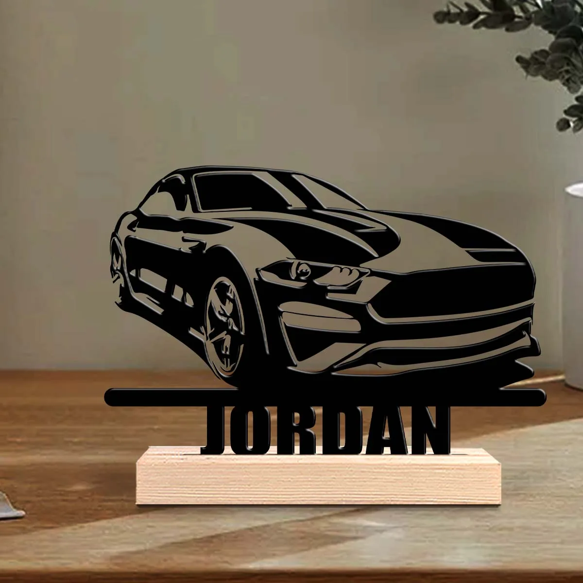 1pc Personalized Metal Artwork Customizable Name Equipped with A Wooden Base Unique Desktop Decoration Custom Gifts