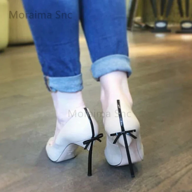 

Bowknot Pointed Toe Stiletto High Heels for Women Sexy Shallow Mouth Women's Pumps Black White Red Party Office Wedding Shoes