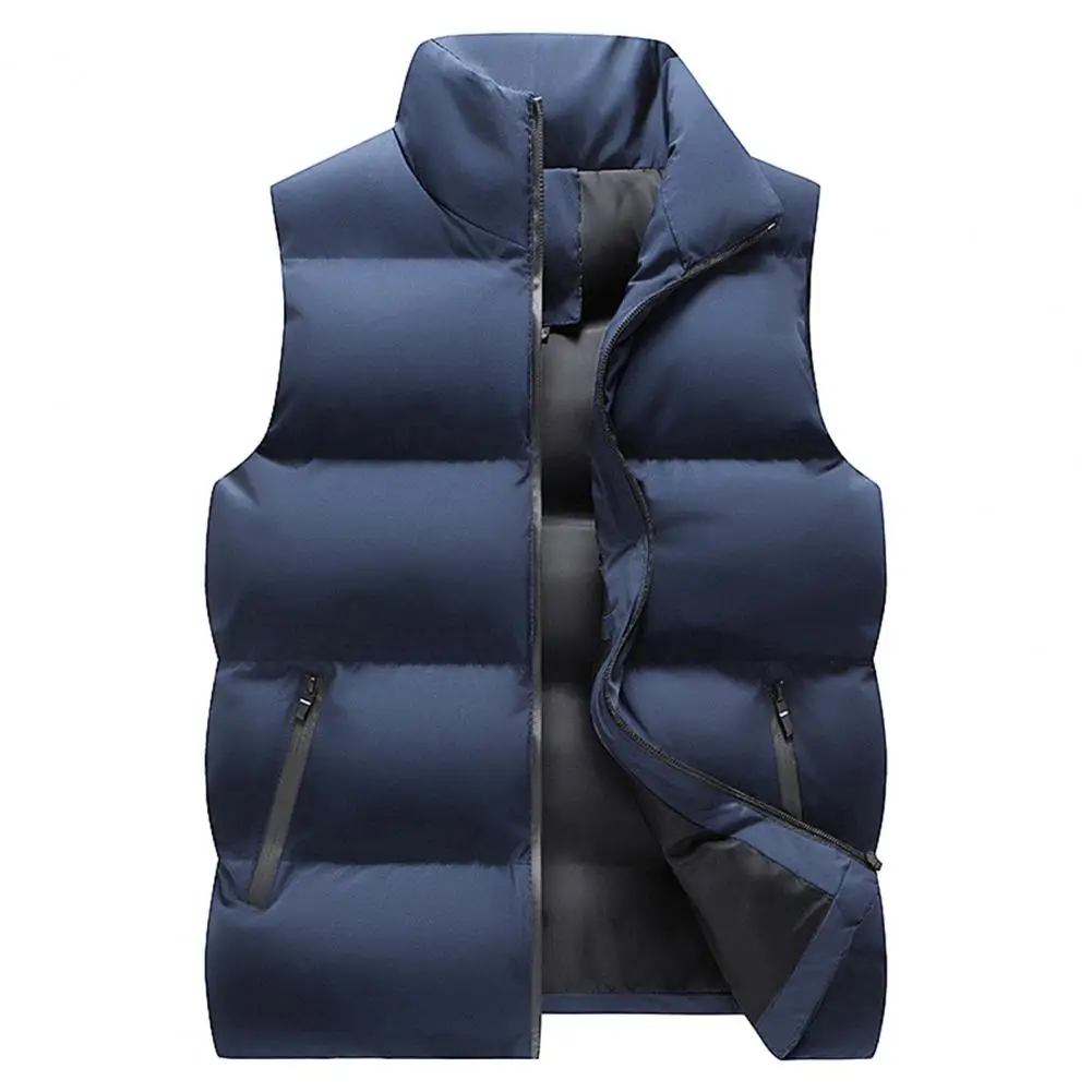 Stand Collar Padded Men Waistcoat Jacket Winter Men Vest Men Winter Vest Down Cotton Sleeveless Jacket Waistcoat Man Vest