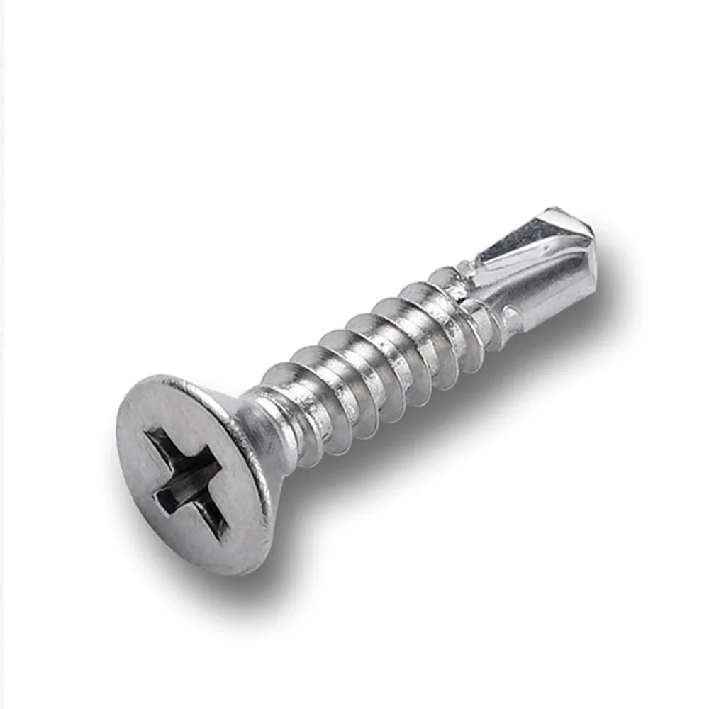 Dovetail Screw M3.9 M4.2 M4.8 M5.5 304 Stainless Steel Cross Flat Countersunk Head Head Self Tapping Screws Drill Tail Screws