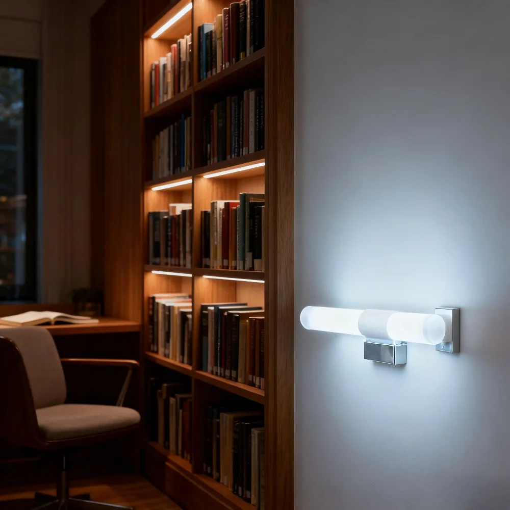 ไฟติดผนัง JOYINLED 1/2 ชิ้น รุ่นโมเดิร์น สีเงิน 22 วัตต์ 55 ซม. กันน้ำ แสงสีขาวโทนเย็น สำหรับห้องน้ำ ห้องทำงาน ข้างเตียง ระเบียง