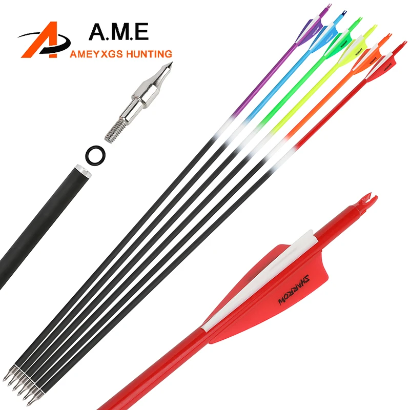 

6/12pcs Archery Carbon Arrow 31.5 Inch Mixed Carbon Spine 500 ID 6.2mm 3inch Vane for Recurve Compound Bow Hunting Shooting