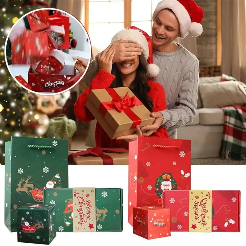 10/12/16pcs Folding Christmas Surprise Box Merry Christmas Bouncing Envelope Pop-Up Explosion Gift Box Party Decoration