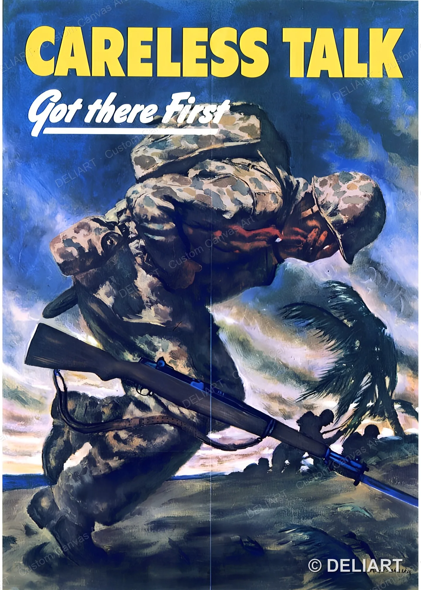Careless talk got there first Vintage WWII Propaganda Canvas Wall Art Poster Print Retro Home Decor Unframed