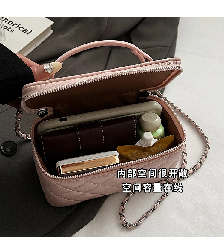 Trendy Diamond Lattice Box Tote Handbags and Purses Women Shoulder Crossbody Bags 2024 New Ladies Messenger Bag High Quality