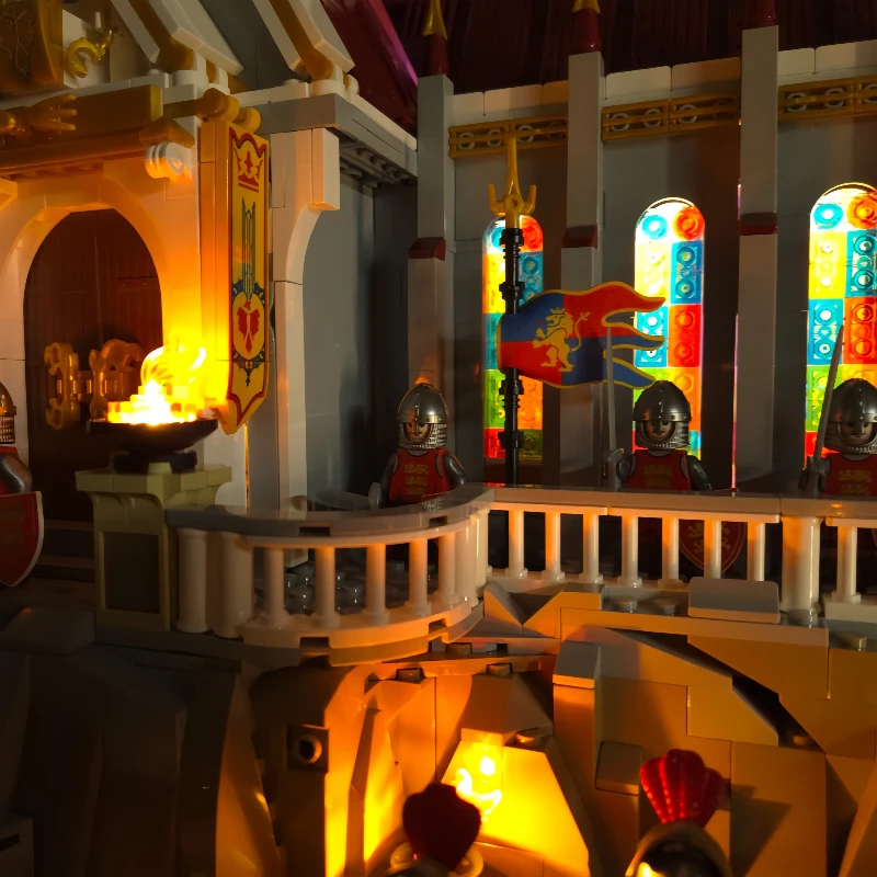 Série medieval montada blocos de construção rei tesouro casa construção brinquedo modelos coleção ornamentos presentes aniversário