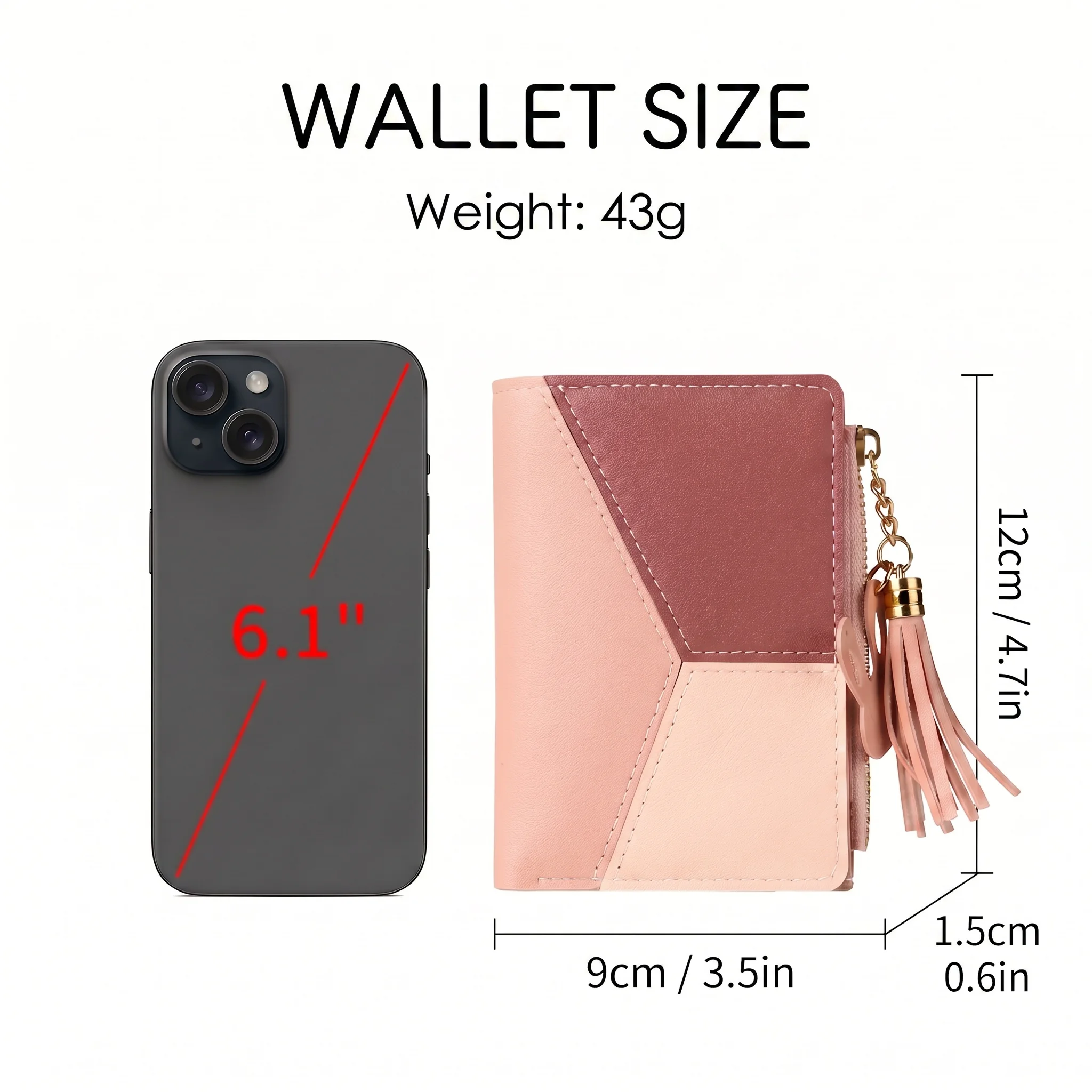 Pomelo Best Mini Color Block Wallet Women PU Leather Rabbit Tassel Zipper Card Purse