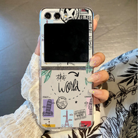 Maps Mountains Pattern Clear Case For Samsung Galaxy Z Flip 7 FE 6 5 4 Transparent Folding Hard Cover For Samsung Z Flip5 Flip3